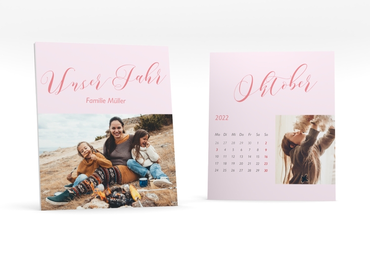 Foto-Tischkalender Zeitschwung Kalenderblatt-Karte rosa