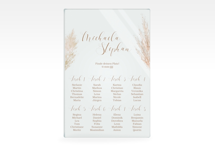 Sitzplan Acryl Hochzeit Pampasgras 40 x 60 cm Acryl beige