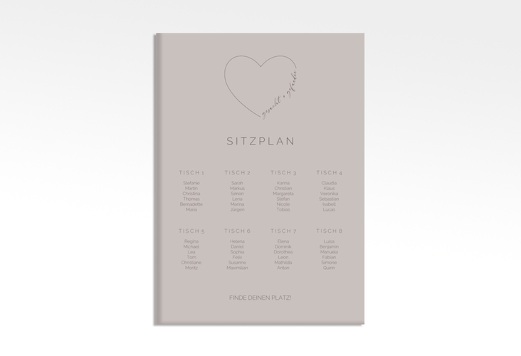Sitzplan Leinwand Hochzeit Lebenstraum 50 x 70 cm Leinwand grau