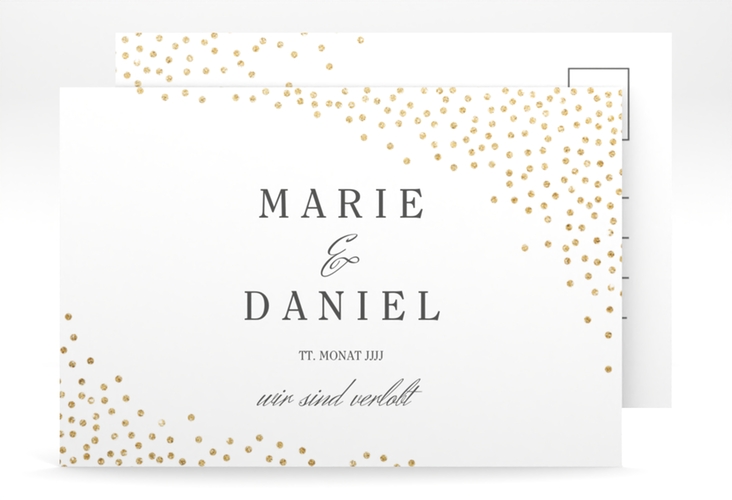 Verlobungskarte Glitter A6 Postkarte weiss
