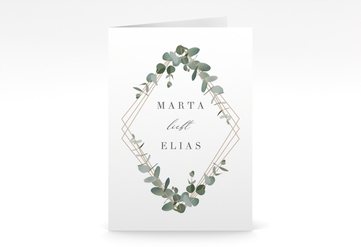Einladungskarte Hochzeit Eukalyptus A6 Klappkarte hoch
