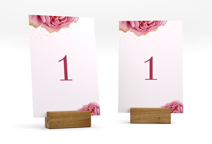 Tischnummer Hochzeit Cherie Tischaufsteller rosa hochglanz