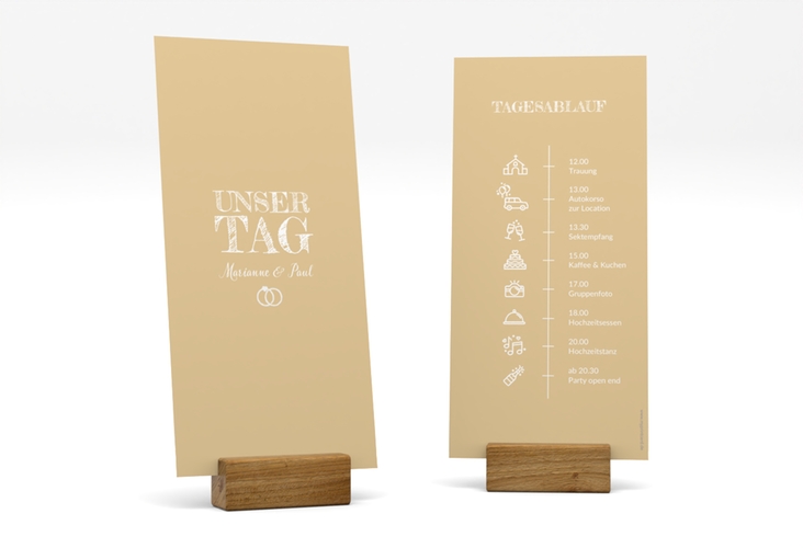 Tagesablauf Hochzeit Rise lange Karte hoch beige