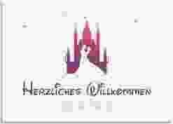 Willkommensschild Leinwand  Castle 70 x 50 cm Leinwand pink