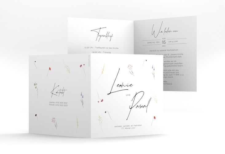 Hochzeitseinladung Feldblume quadr. Klappkarte