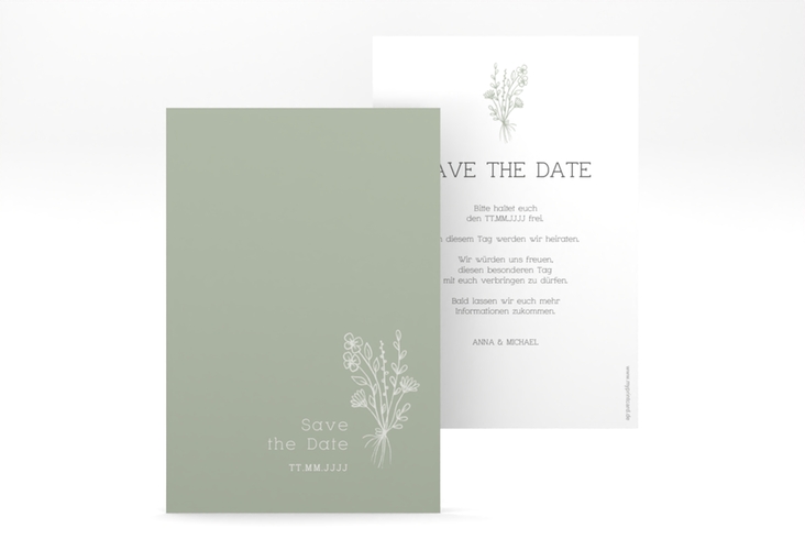 Save the Date-Karte zarte Wildblumen A6 Karte hoch