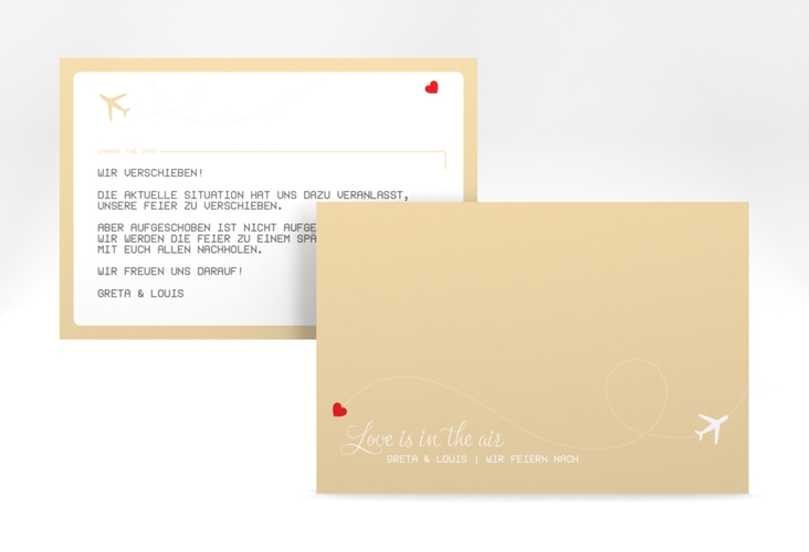 Change the Date-Karte Weddingpass A6 Karte quer beige