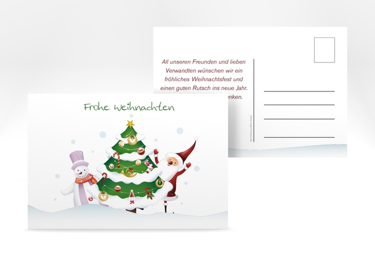 Weihnachtskarte Schneetreiben A6 Postkarte weiss hochglanz
