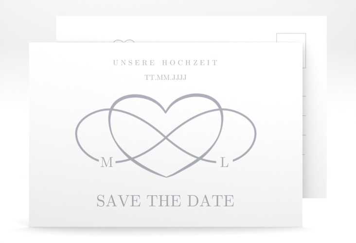 Save the Date-Postkarte Infinity A6 Postkarte grau hochglanz