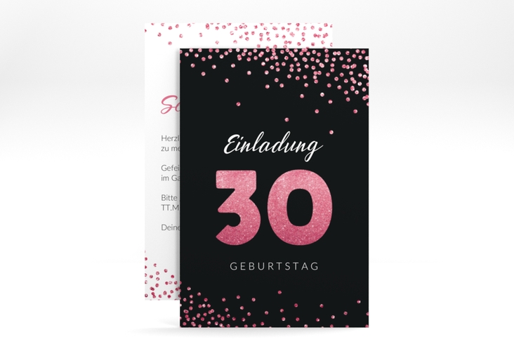 Einladung 30. Geburtstag Glitzer A6 Karte hoch