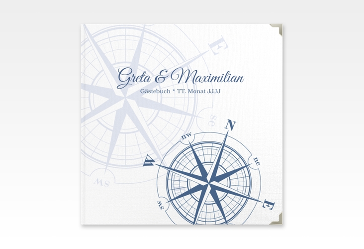 Gästebuch Selection Hochzeit Windrose Leinen-Hardcover blau