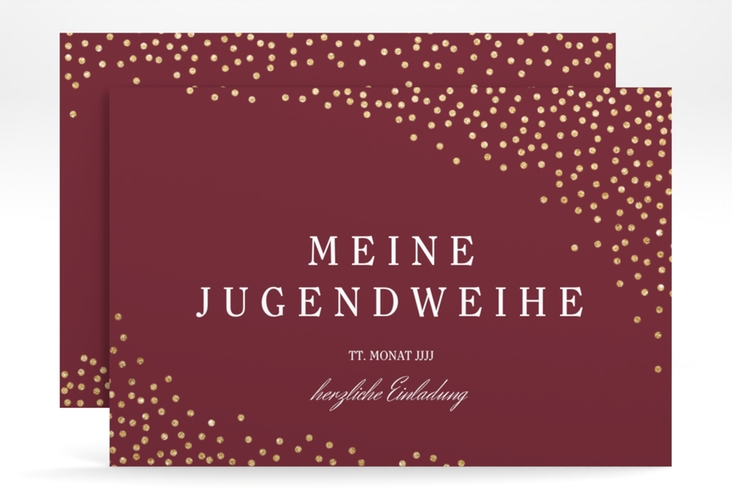 Einladung Jugendweihe Glossa A6 Karte quer rot hochglanz