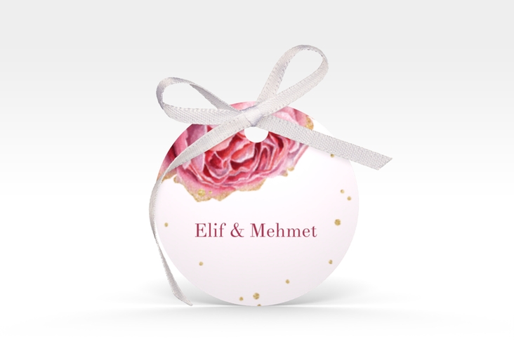 Geschenkanhänger Hochzeit Cherie Geschenkanhänger, rund rosa