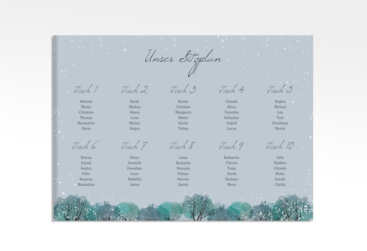 Sitzplan Leinwand Hochzeit Winterhochzeit 70 x 50 cm Leinwand