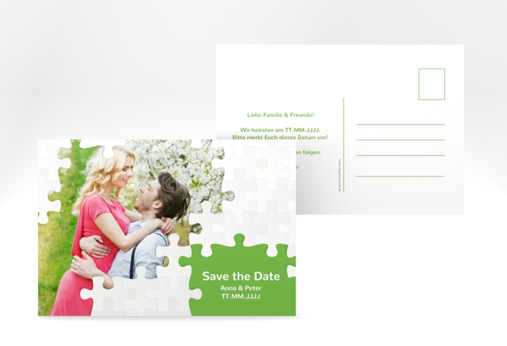 Save the Date-Postkarte Puzzle A6 Postkarte hochglanz