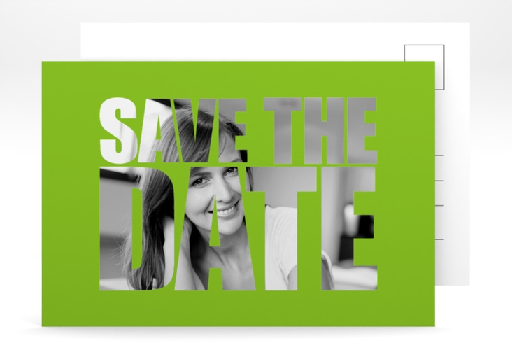 Save the Date-Postkarte Geburtstag Jahreszahl A6 Postkarte gruen