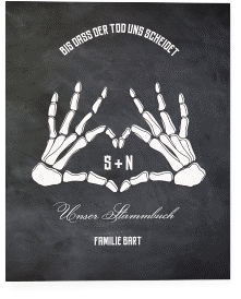 Stammbuch A4 Skeleton Stammbuch A4 schwarz mit Skelett-Händen