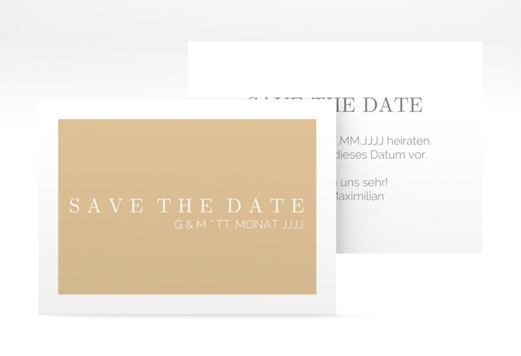 Save the Date-Visitenkarte Simply Visitenkarte quer beige hochglanz