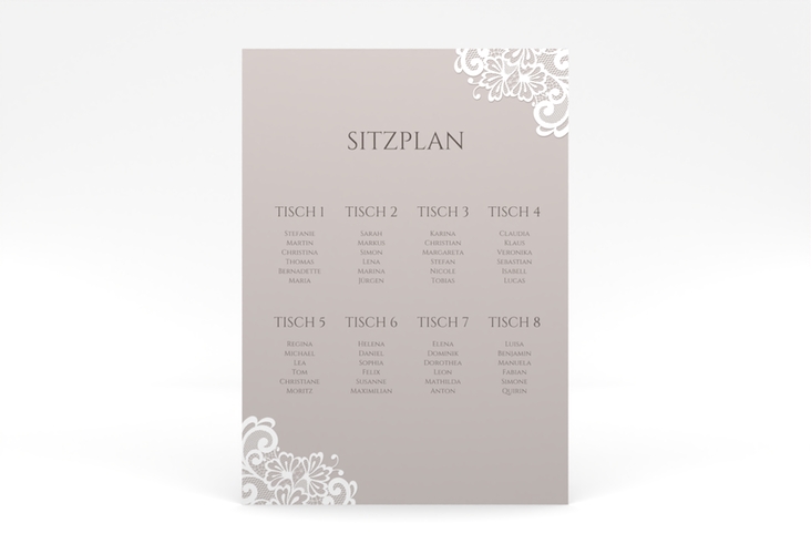 Sitzplan Poster Hochzeit Vintage 50 x 70 cm Poster mit floraler Spitze
