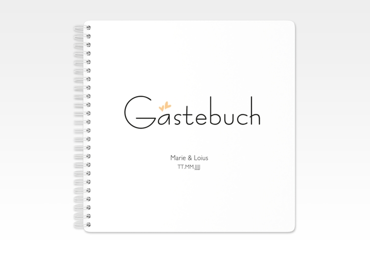 Gästebuch Hochzeit Twohearts Ringbindung beige