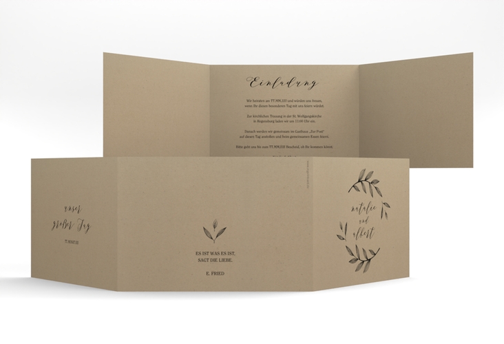 Hochzeitseinladung Naturelove A6 Doppel-Klappkarte schwarz hochglanz
