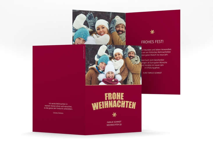Weihnachtskarte Festtag A6 Klappkarte hoch zum Personalisieren mit Foto
