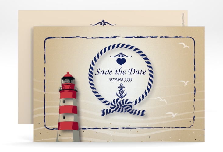Save the Date-Karte Hochzeit Sylt A6 Karte quer hochglanz mit Leuchtturm