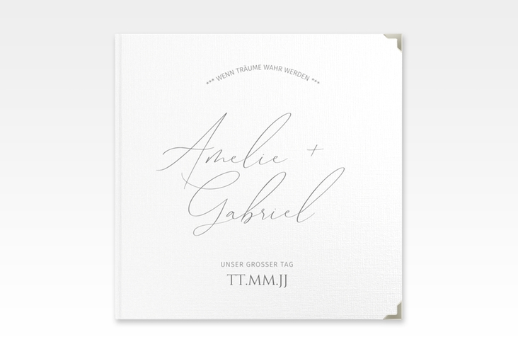 Gästebuch Selection Hochzeit Federschrift Leinen-Hardcover weiss in schlichtem Design mit Kalligrafie