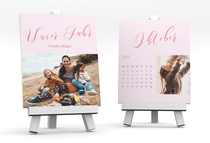 Foto-Tischkalender Zeitschwung Kalenderblatt-Karte rosa hochglanz