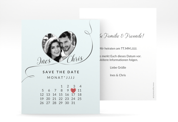 Save the Date-Kalenderblatt Dolce Kalenderblatt-Karte tuerkis hochglanz