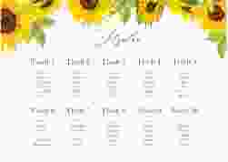 Sitzplan Poster Hochzeit Sonnenblume 70 x 50 cm Poster weiss