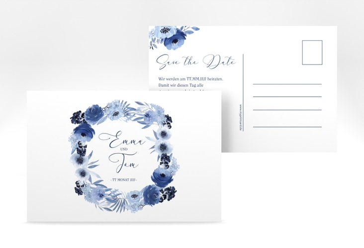Save the Date-Postkarte Azzurro A6 Postkarte blau