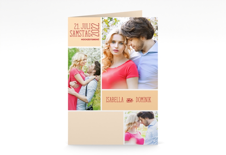 Menükarte Hochzeit Gallery A5 Klappkarte hoch apricot