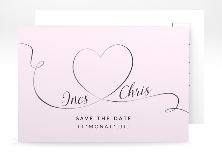 Save the Date-Postkarte Dolce A6 Postkarte rosa hochglanz