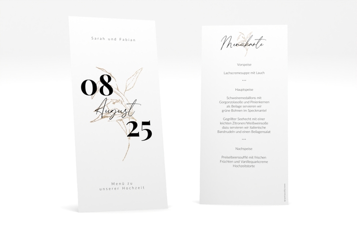 Menükarte Hochzeit Seed lange Karte hoch weiss