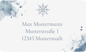 Klick: Details zu Empfängeretikett Hochzeit "Steuerrad" anzeigen Empfängeretikett Hochzeit Steuerrad 63,5 x 38,1 mm blau in maritimen Blautönen