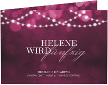 Einladung Geburtstag Girlande A6 Klappkarte quer pink exklusiv mit Bokeh