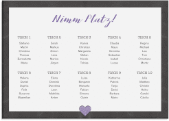 Klick: Details zu Sitzplan Poster Hochzeit "Sparkly" anzeigen Sitzplan Poster Hochzeit Sparkly 70 x 50 cm Poster lila