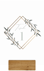 Klick: Details zu Tischnummer Acryl Hochzeit "Greenletter" anzeigen Tischnummer Acryl Hochzeit Greenletter Tischaufsteller Acryl gruen mit Initialen in elegantem Goldrahmen mit Blättern
