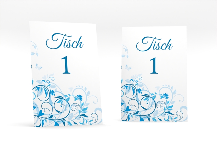 Tischnummer Hochzeit Lilly Tischaufsteller blau