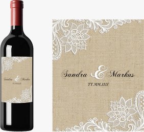 Weinetikett zur Hochzeit Lace