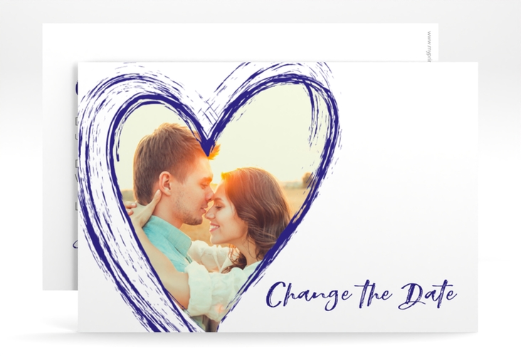 Change the Date-Karte Liebe A6 Karte quer blau hochglanz