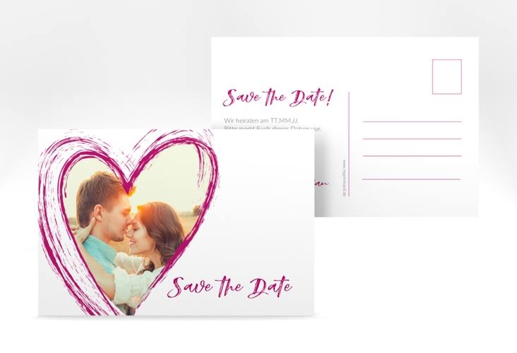 Save the Date-Postkarte Liebe A6 Postkarte pink