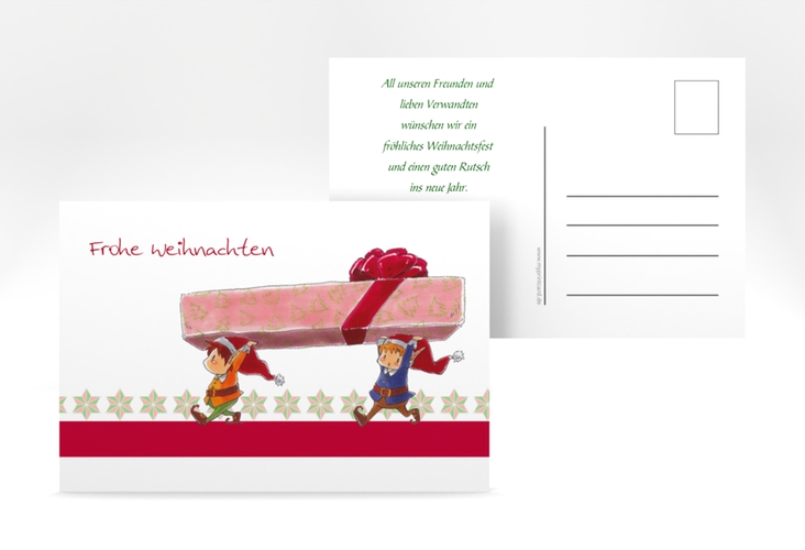 Weihnachtskarte Wichtel A6 Postkarte mit Wichteln