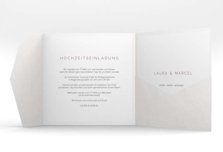 Hochzeitseinladung Fingerprint Pocketfold hochglanz schlicht mit Fingerabdruck-Motiv