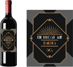 Weinflaschenetikett Hochzeit Glamour Etikett Weinflasche 4er Set schwarz