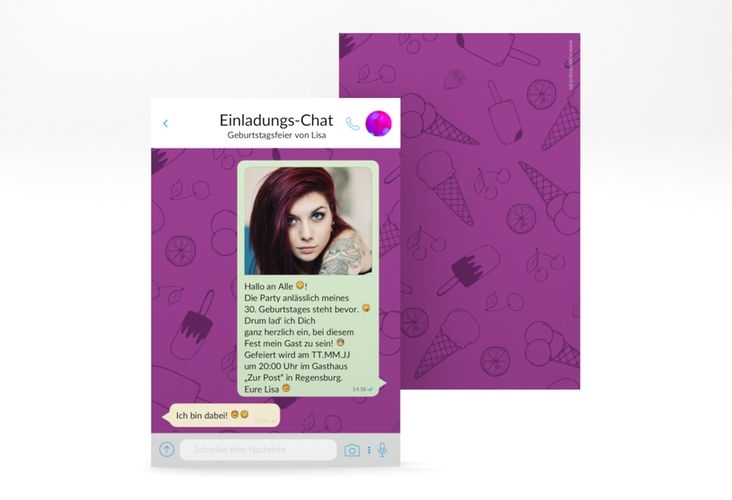 Einladung 30. Geburtstag Connect A6 Karte hoch pink
