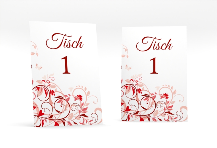 Tischnummer Hochzeit Lilly Tischaufsteller rot