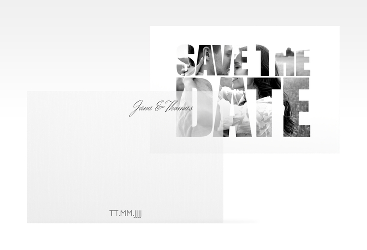Save the Date Deckblatt Transparent Letters A6 Deckblatt transparent weiss hochglanz