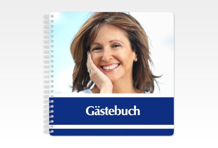 Gästebuch Geburtstag Gerd/Gerda Ringbindung blau mit Foto